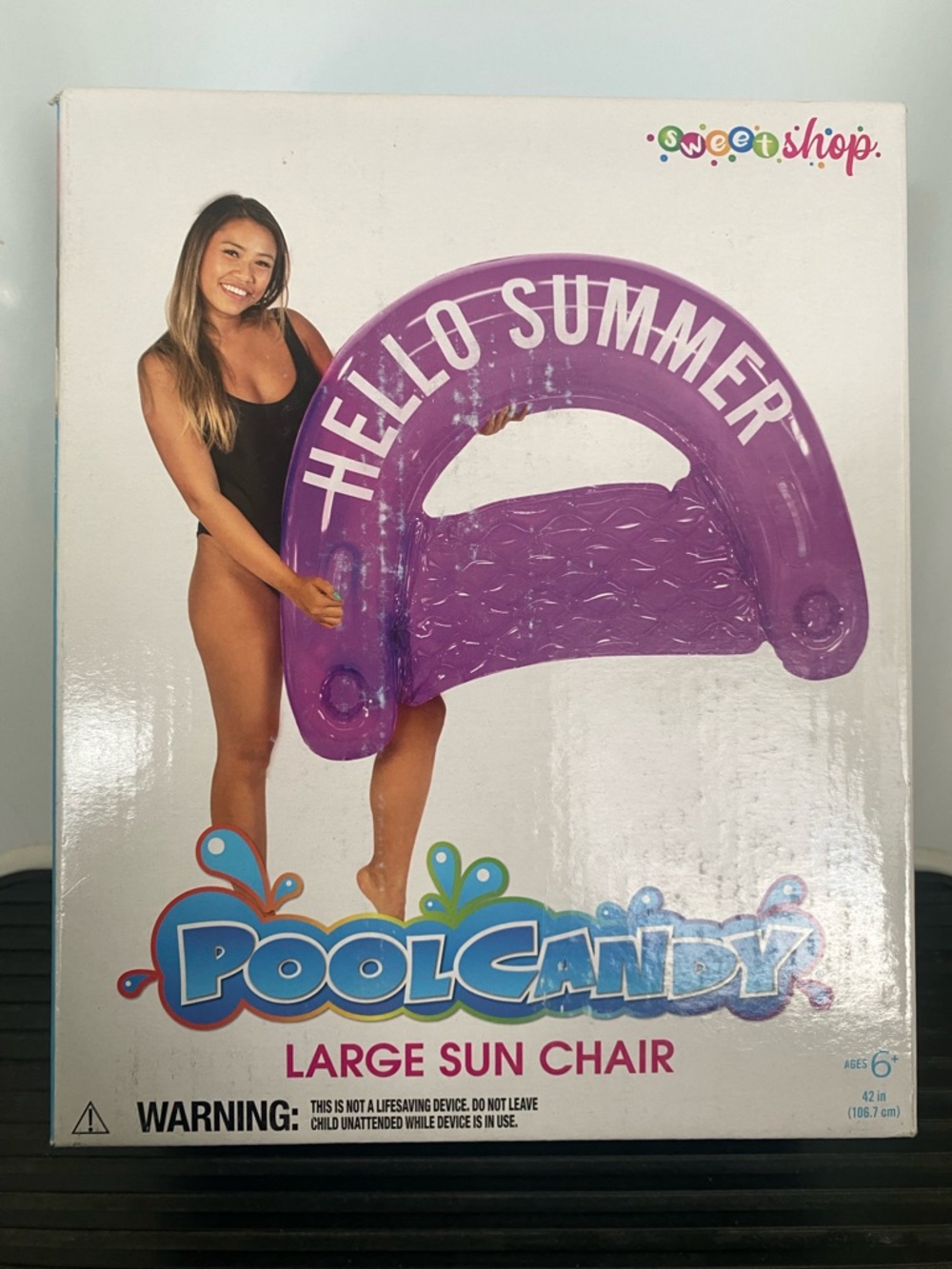 Purple "Hello Summer" One-Piece Pool Float Large Sun Chair